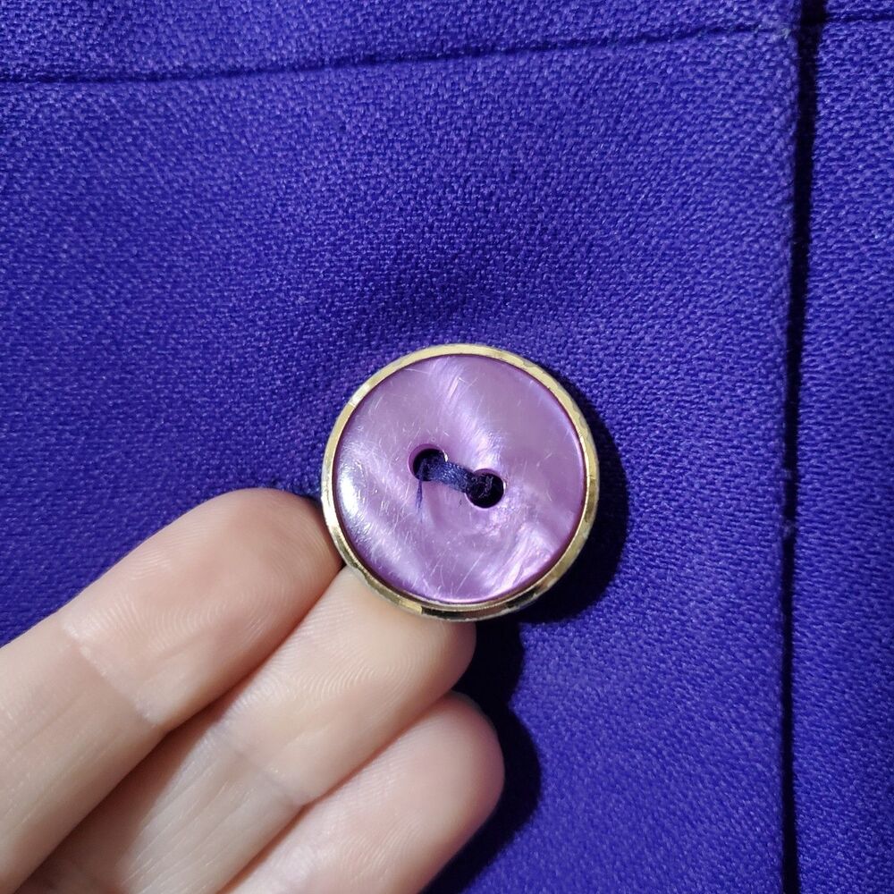John Meyer of Norwich Size 14 2-Piece Skirt Suit Set VTG Double Breasted Purple - Picture 4 of 15